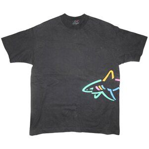 Vintage Greg Norman T-Shirt Black Big Shark Logo Graphic Men's Large Made in USA